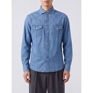 Brunello Cucinelli Men Brunello Cucinelli Cotton Denim Shirt With French Collar